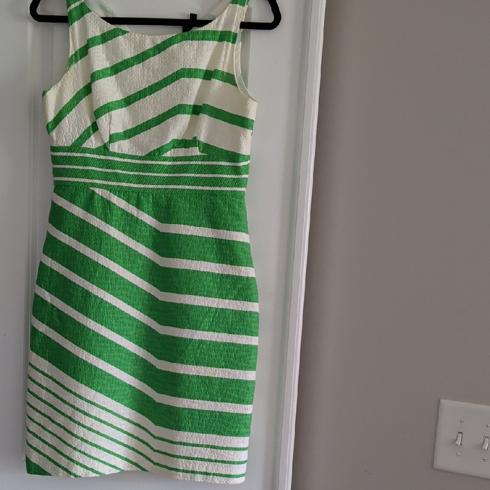 Just...Taylor Green and Cream Striped Mini Dress